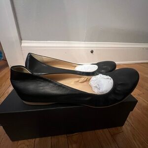 Brand New J. Crew Cece Black Leather Ballet Flats Size 10